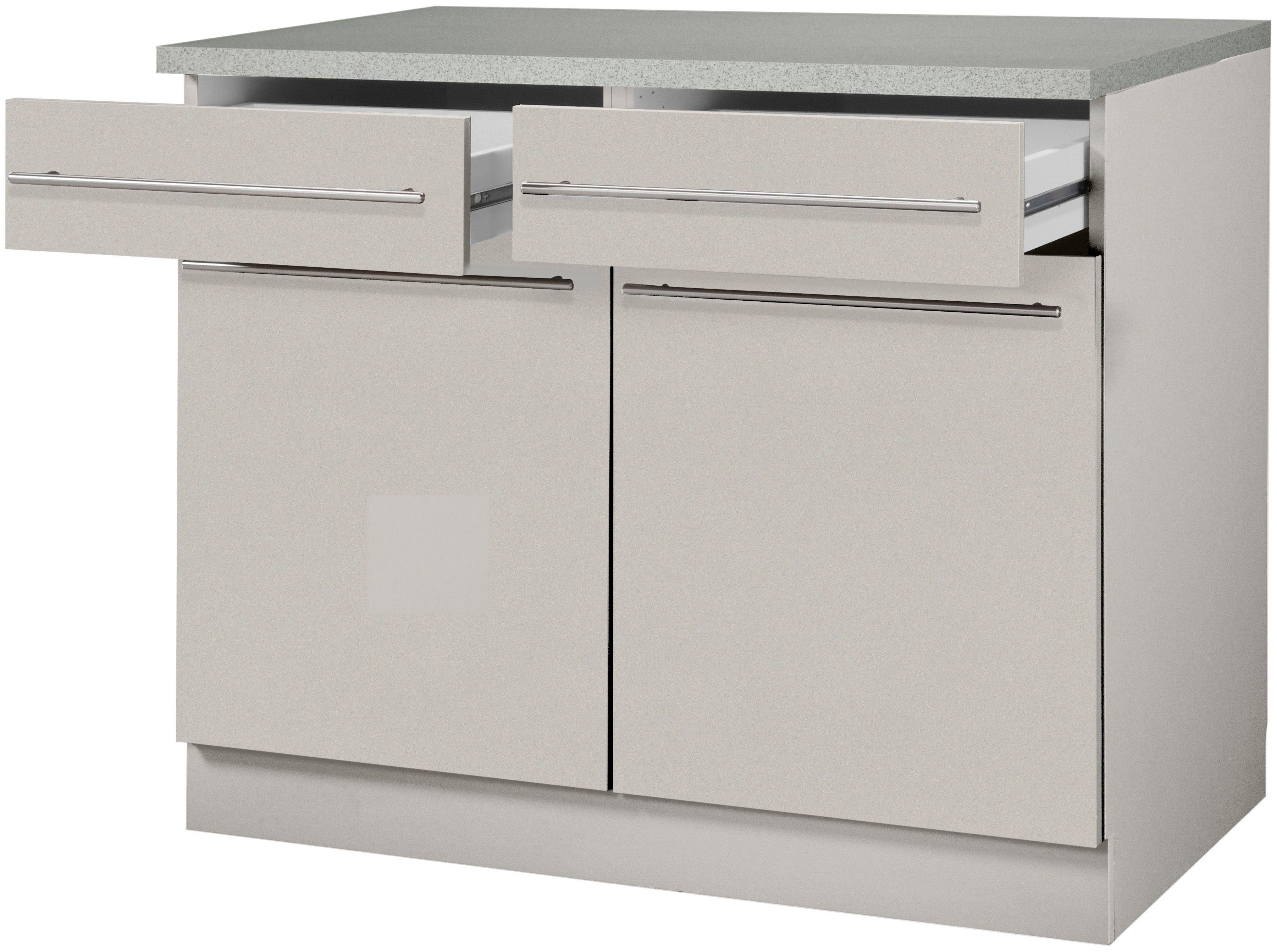 wiho Küchen Unterschrank Chicago 100 cm breit, 2 Schubkästen und 2 Türen, für viel Stauraum – Bild 2 von 5
