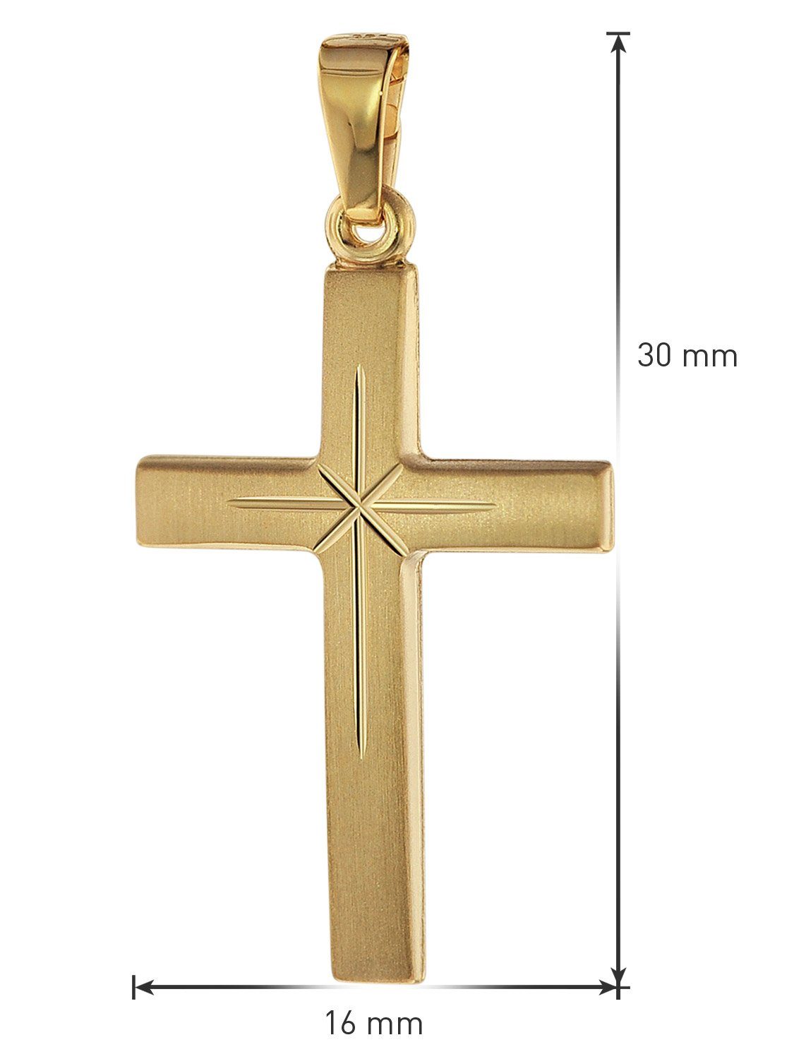 24 mm mit Karat) Kreuz trendor 333 Silberkette an Anhänger Goldplattierter Kette Gold (8