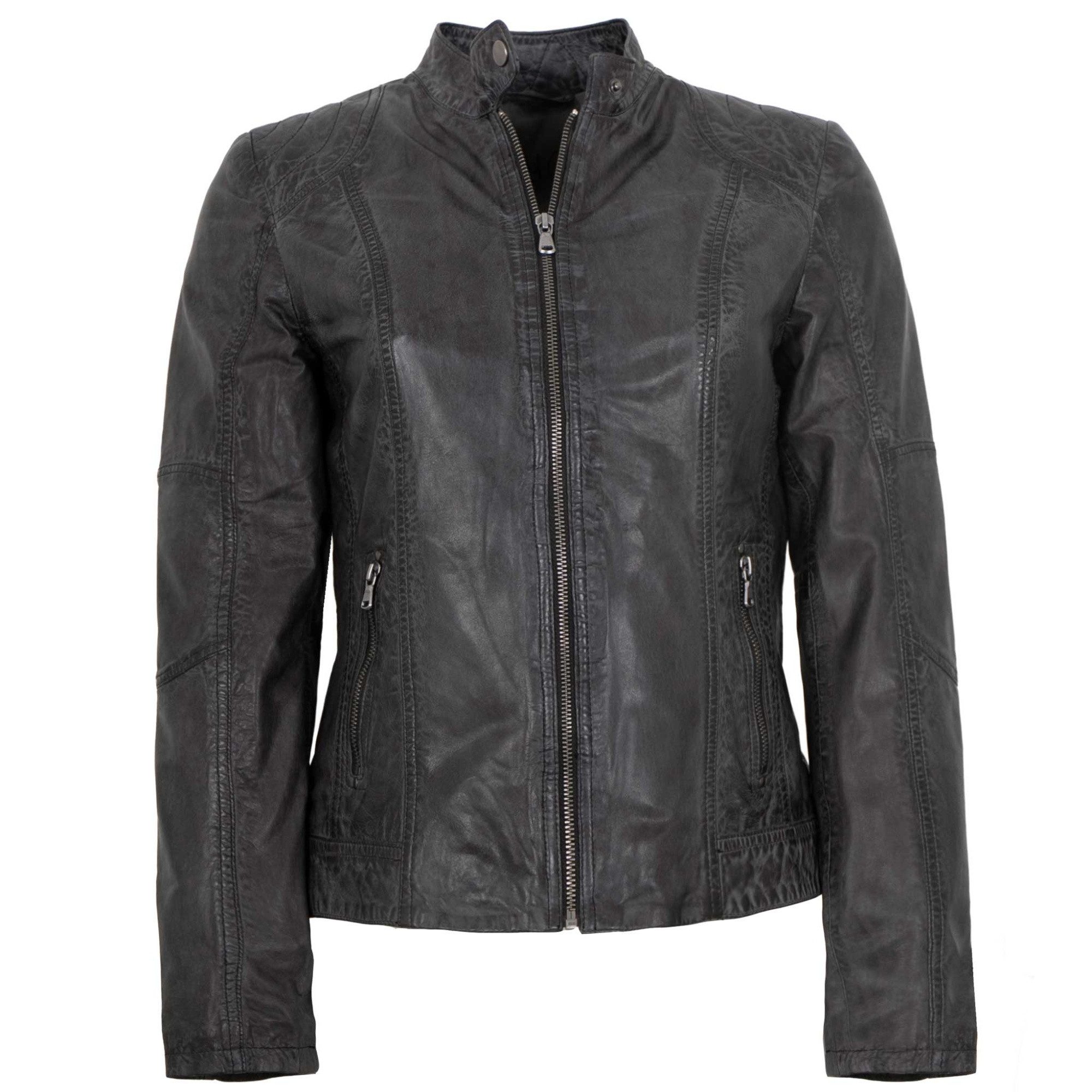 Maddox Lederjacke Jecki MADDOX - Damen Lederjacke Lammnappa schwarz anthrazit