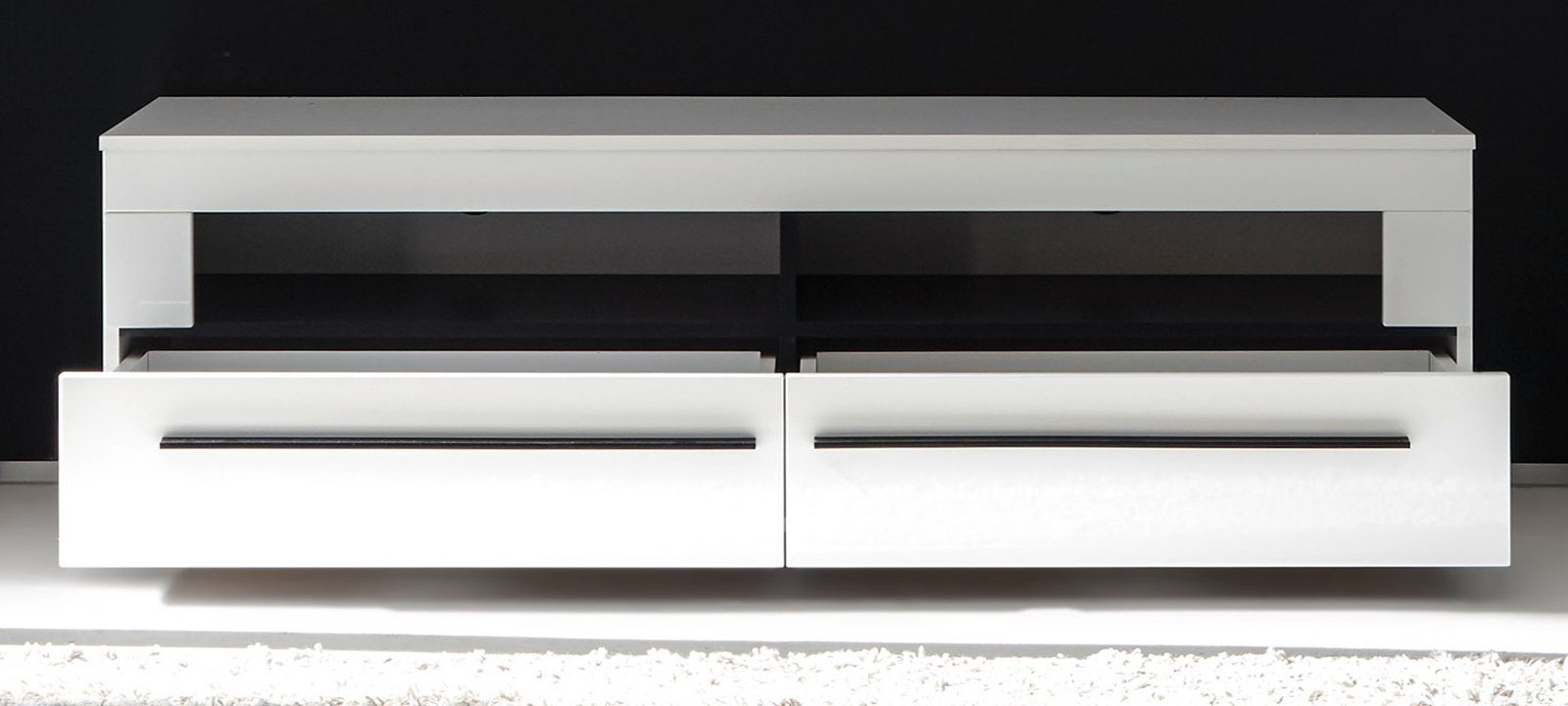 200 Hochglanz, weiß 4-teilig (Schrankwand x cm), Furn.Design mit Wohnwand Soft-Close Design-D, in 350