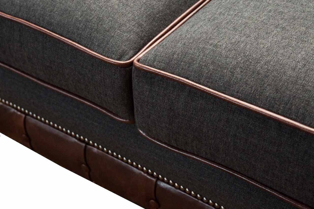 Europe Made Couch englisch Sofa Sitz, 3 JVmoebel Chesterfield Braune Stil klassischer In Sofa