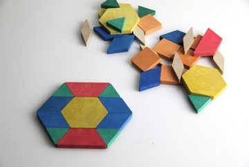 Wissner® aktiv lernen Lernspielzeug Geometrische Legeplättchen  Pattern Blocks (40 Teile), Mandala Muster (40-St), RE-Wood®