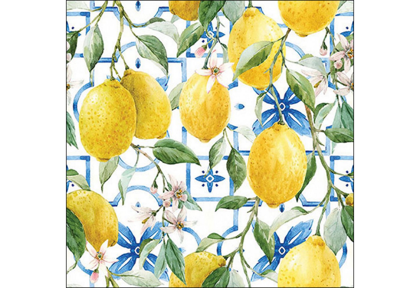 Ambiente Luxury Paper Products Papierserviette, Servietten Papier 33x33cm 3-lagig mit Zitronen Motiv 20 Stück