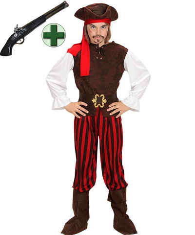 Karneval-Klamotten Piraten-Kostüm Jungen Piratenkapitän mit Hut und Pistole, Kinderkostüm Seeräuber Jungen Freibeuter Pirat