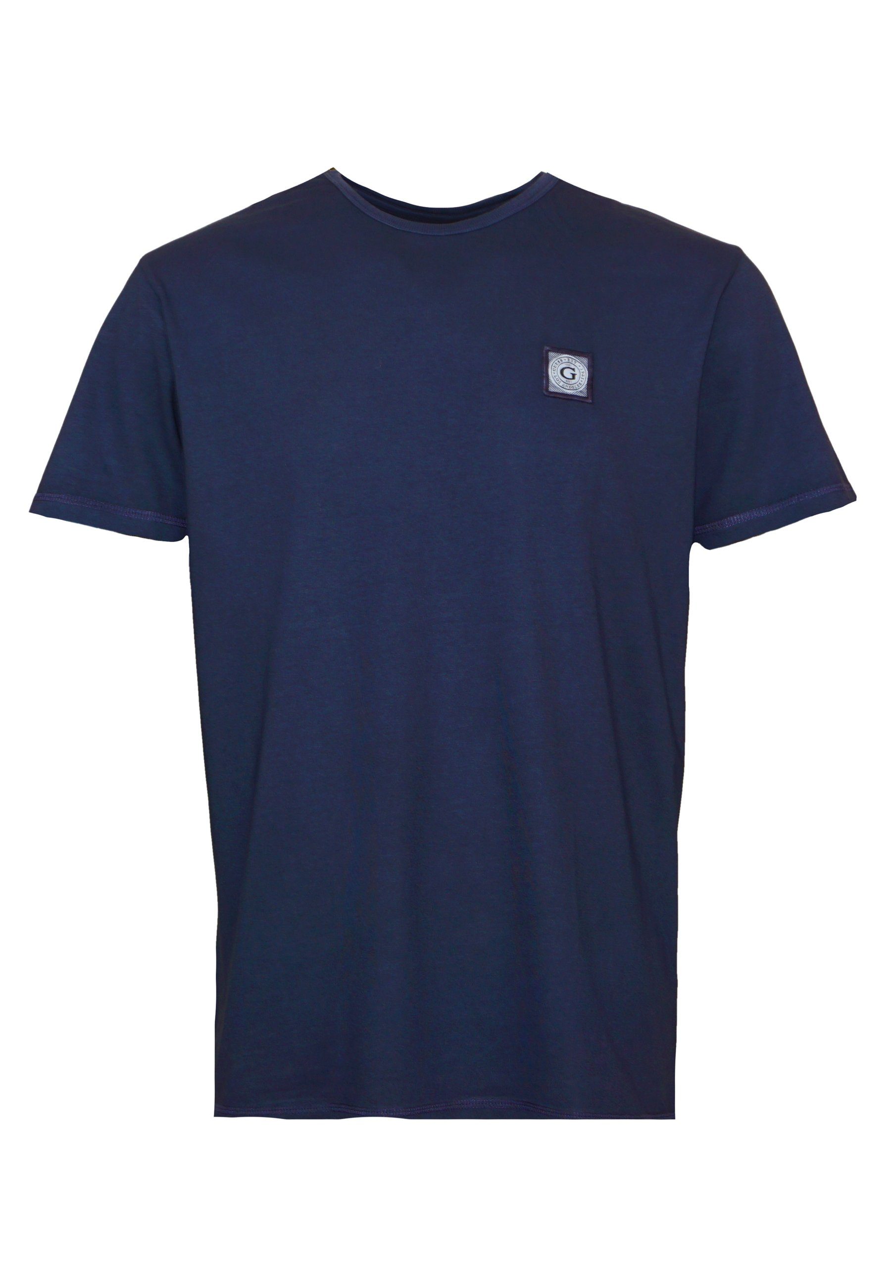 Guess T-Shirt Shirt Kurzarm T-Shirt (1-tlg) TREATED blau PATCH mit