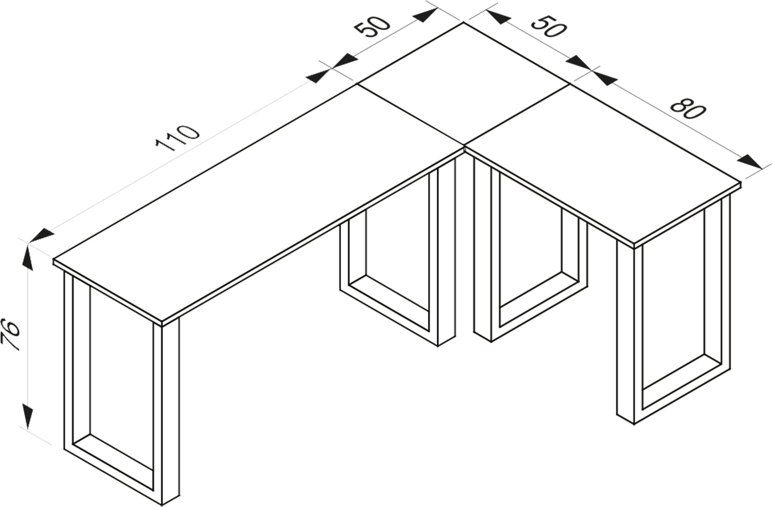 VCM Schreibtisch Bürotisch Eckschreibtisch Lona H. 76 x B. 160 x T., VCM Holz Schreibtisch, L Form links oder rechts