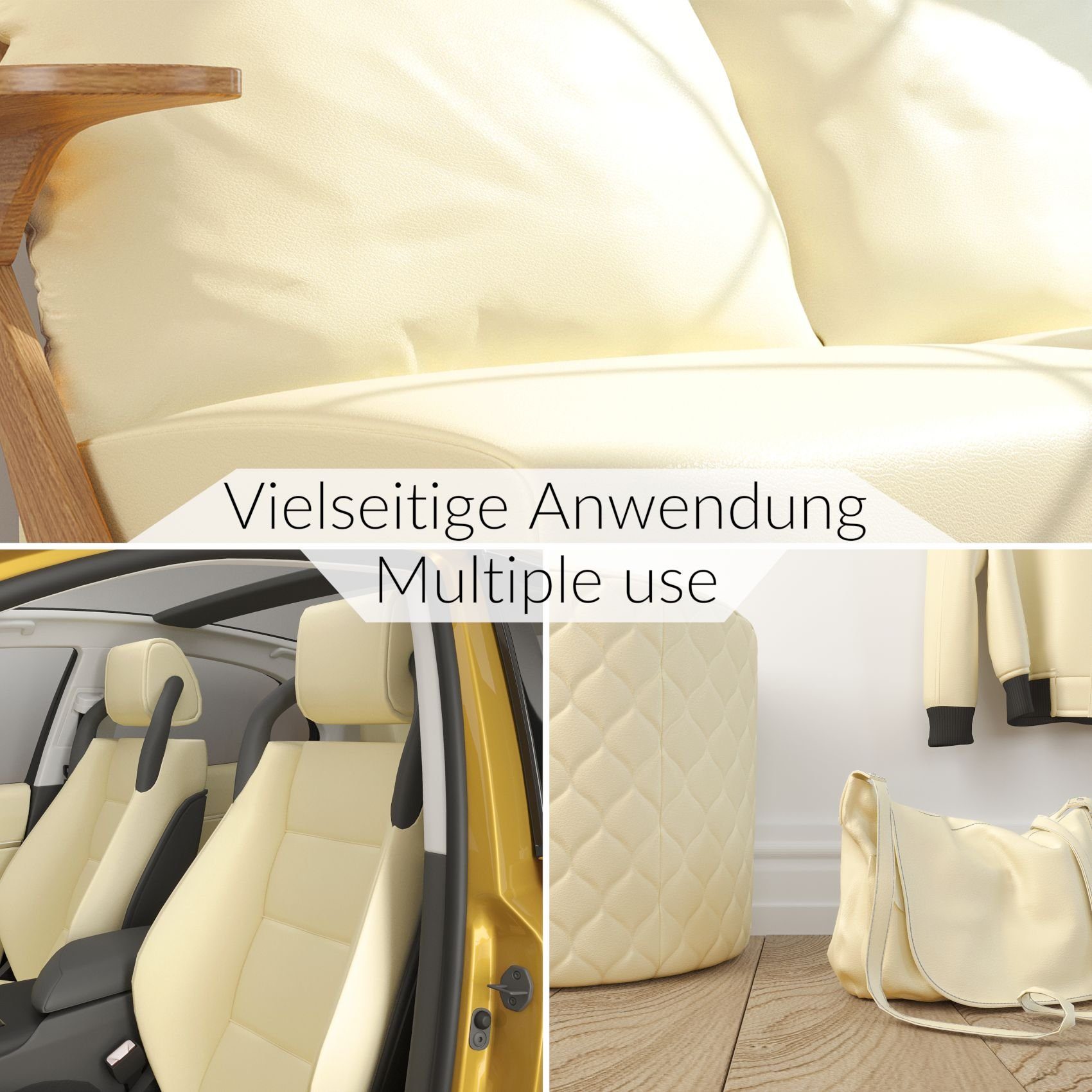 ANRO Stoff Kunstleder Polsterstoff Lederimitat zum Nähen & Beziehen, Wasserundurchlässig Robust Hochwertig Kreativkunstleder Möbelstoff