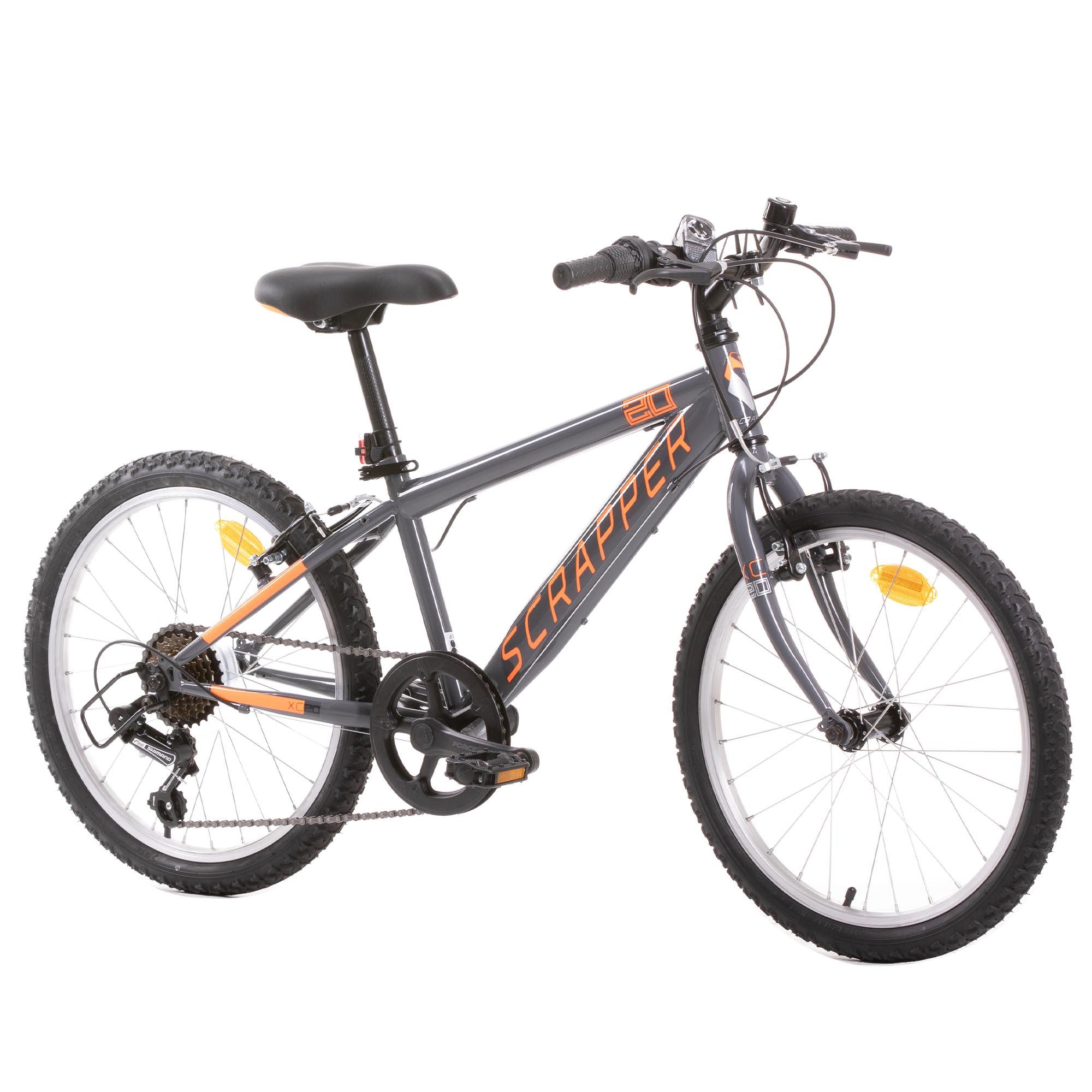 Scrapper Jugendfahrrad MTB20, 6 Gang Shimano TY21 Schaltwerk, Kettenschaltung, 6 Gänge, stabiler Rahmen und sportliches Design für Kinder.