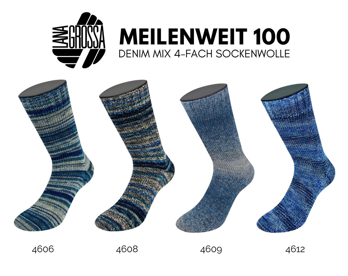 Thumbnail - LANA GROSSA MEILENWEIT 100 g DENIM MIX Häkelwolle, 420 m (zeitlose 4-fach Herren-Sockenwolle), 100 g