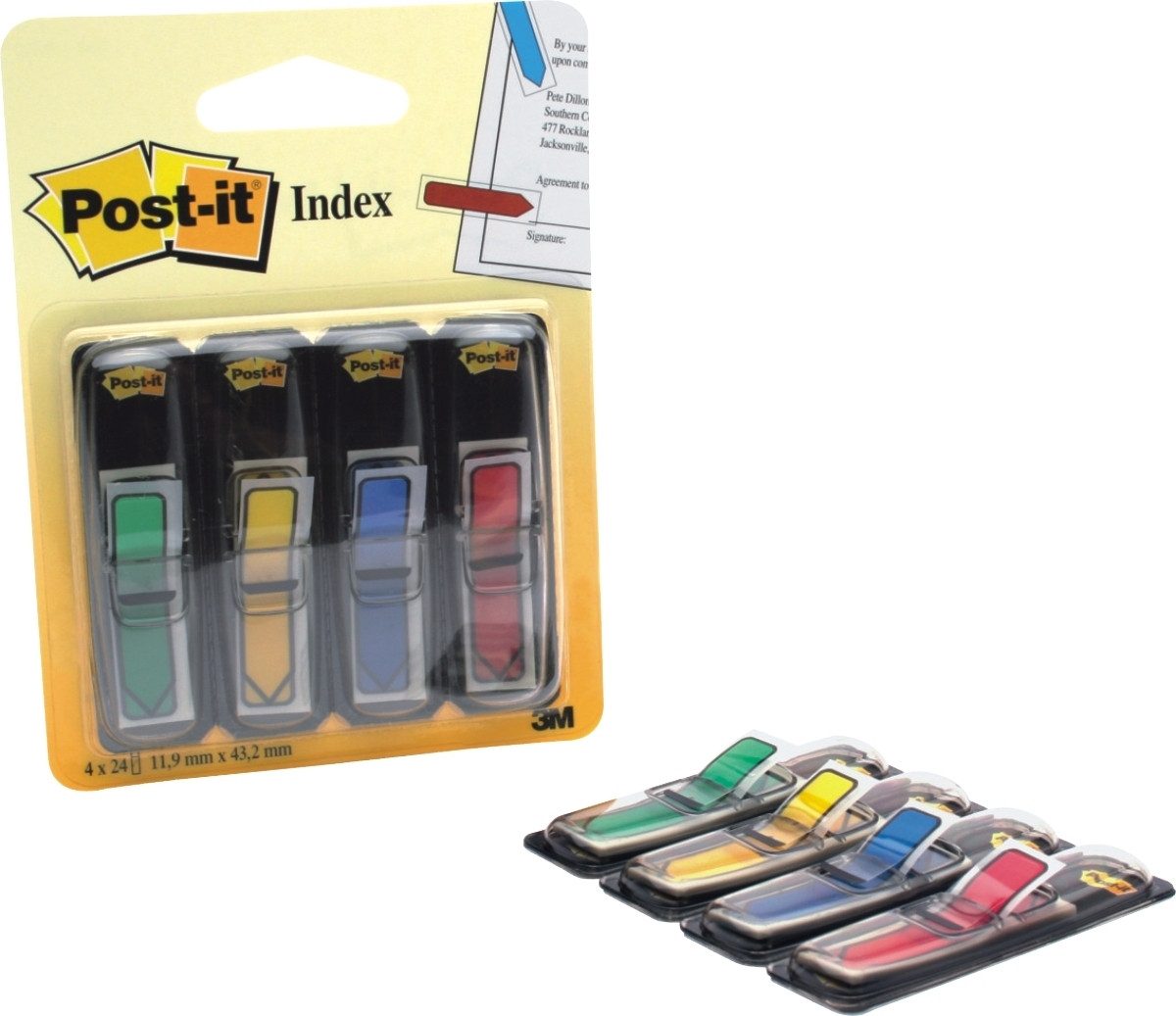 Post-it Notes Haftnotizblock Haftstreifen Index Pfeile je 24 rot blau gelb grün