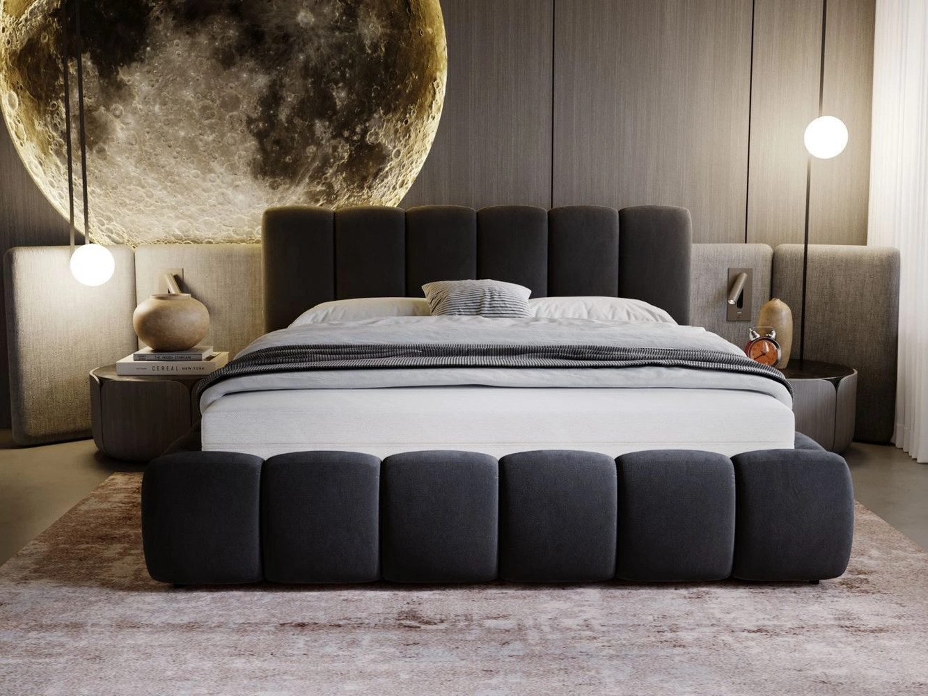 GrainGold Polsterbett mit Bettkästen CLOUD, Modern Bett mit Kopfteil - 180x günstig online kaufen