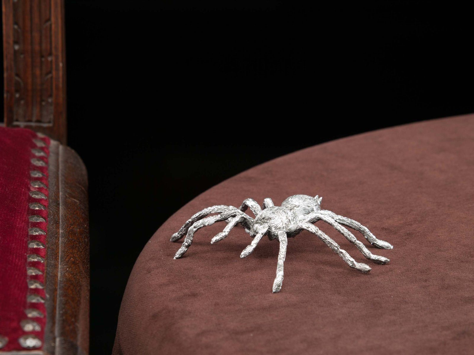 spider Dekofigur Silber Zinn Zinnfigur Aubaho Insekt sculpture Figur Skulptur Spinne