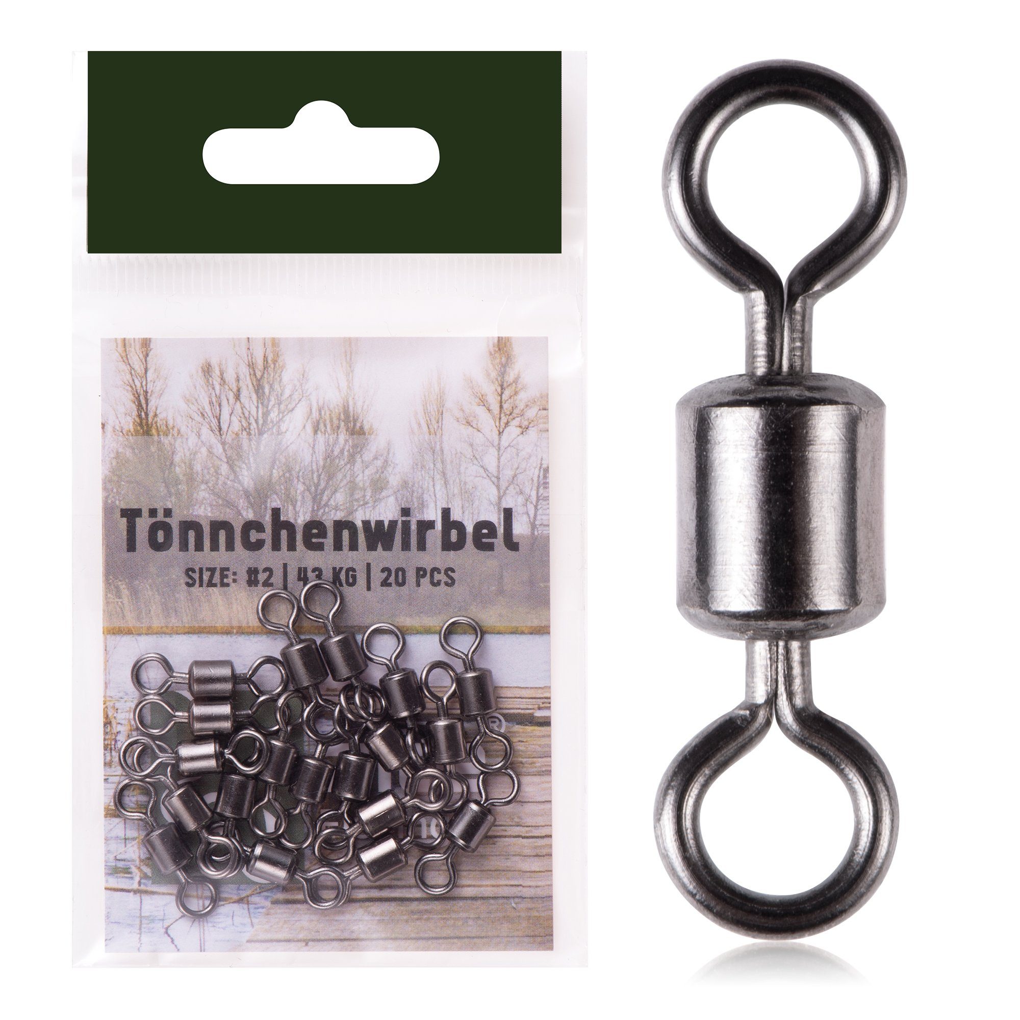 Angelwirbel Tönnchenwirbel Gr. #2 43kg Schnurverbinder mit hoher Tragkraft 20 Stk
