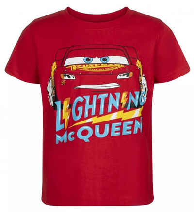 Disney Cars Print-Shirt Lightning MCQueen Kinder Jungen Shirt Gr. 98 bis 128, 100% Baumwolle, Rot