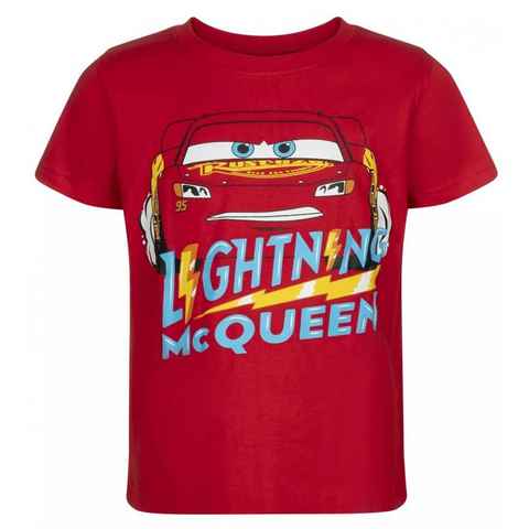 Disney Cars Print-Shirt Lightning MCQueen Kinder Jungen Shirt Gr. 98 bis 128, 100% Baumwolle, Rot