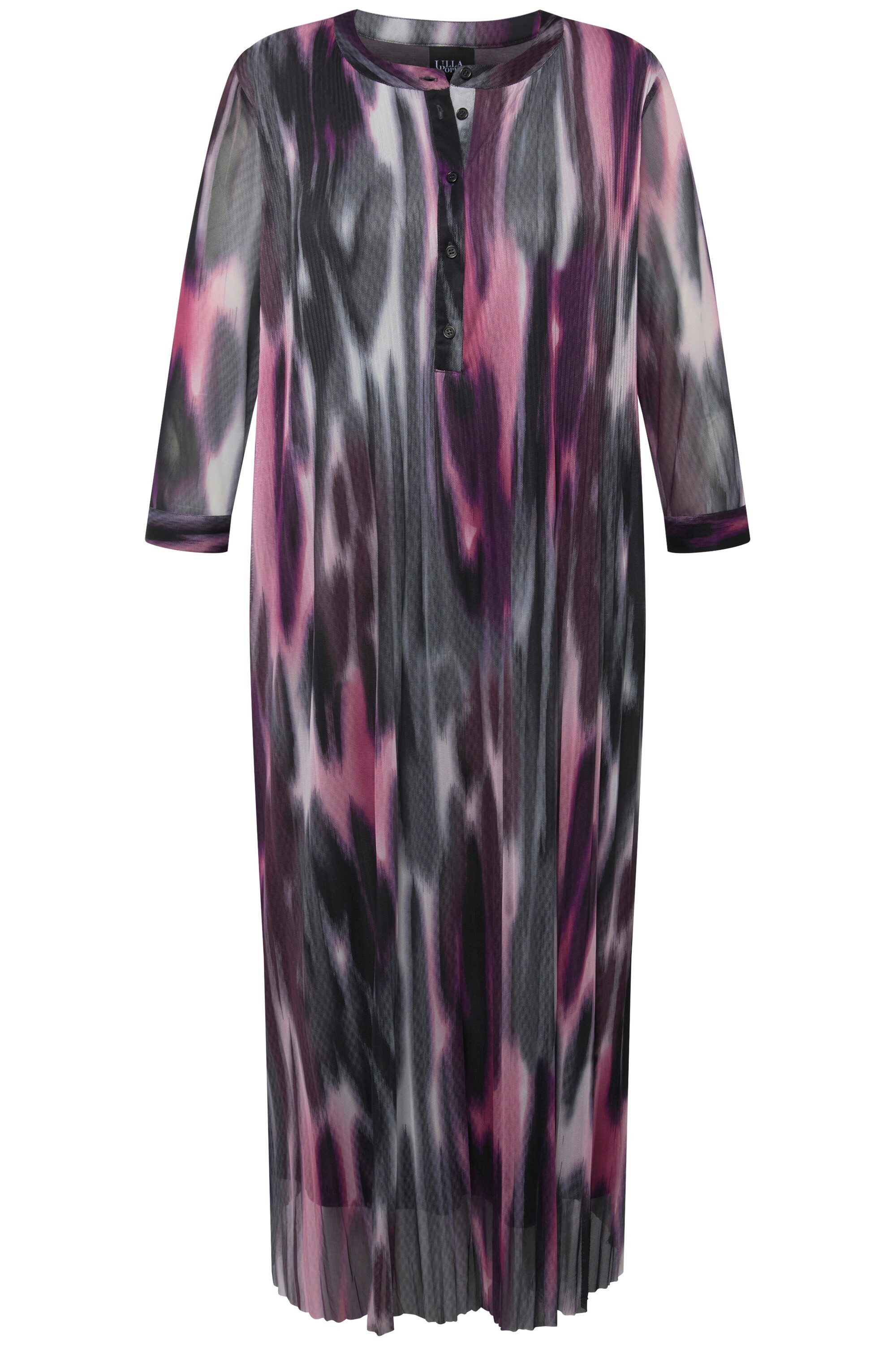 Ulla Popken Midikleid Midikleid doppellagig A-Linie Rundhals Langarm günstig online kaufen