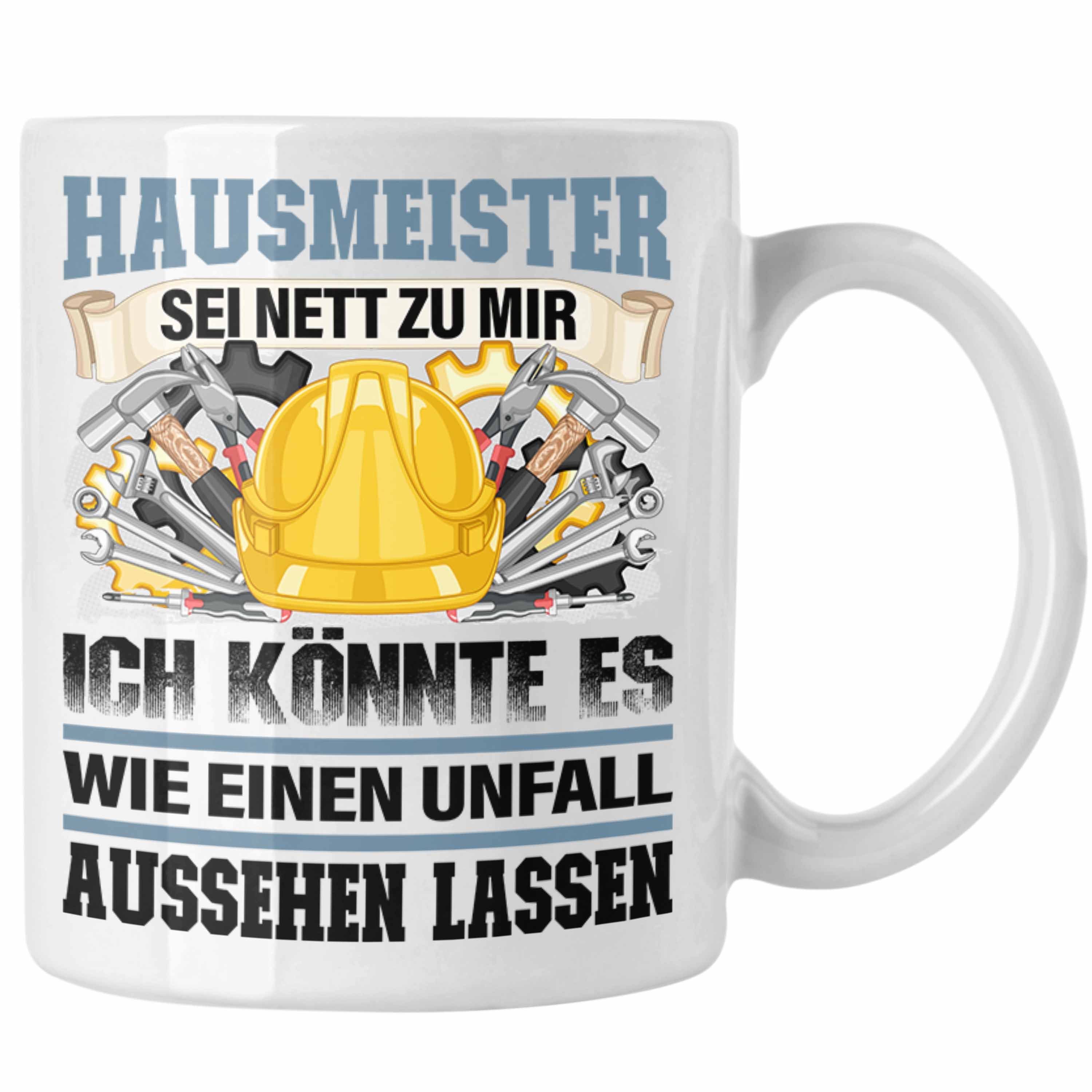 Trendation Tasse Trendation - Hausmeister Tasse Geschenk Lustiger Spruch für Facility M Weiss