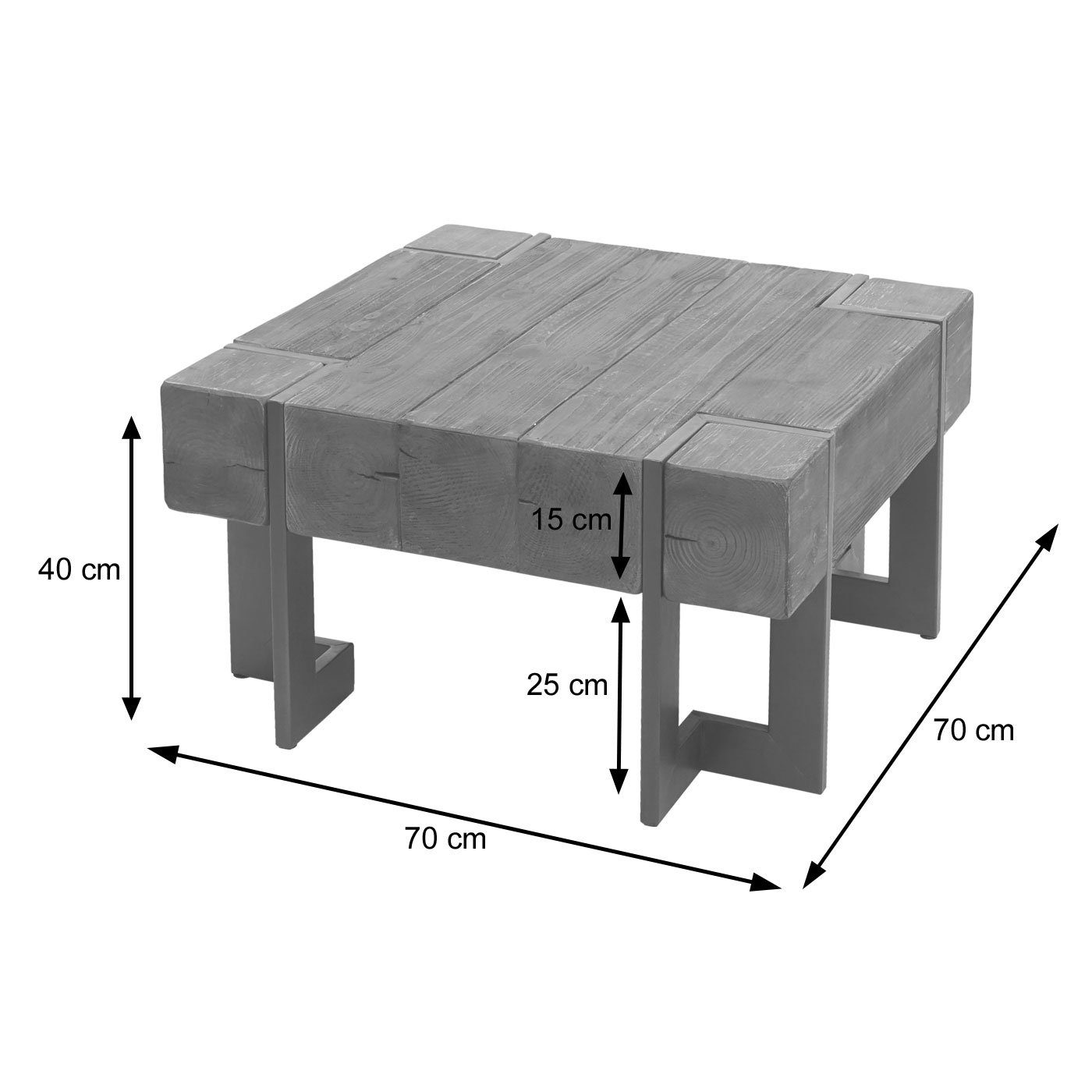 Couchtisch quadratisch Fußbodenschoner, MCW-A15-C, Inklusive braun Standfest, MCW Look, Industrial | Braun