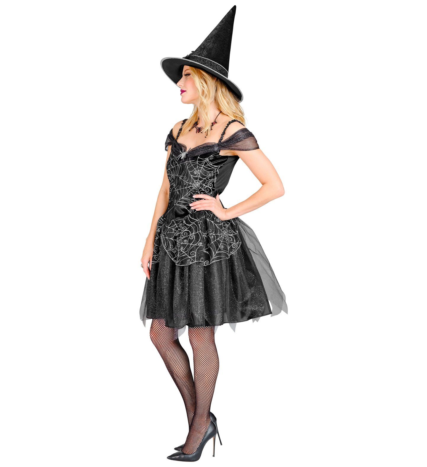Widmann S.r.l. Kostüm Hexe Kostüm 'Morgana' für Damen, Schwarz - Kleid