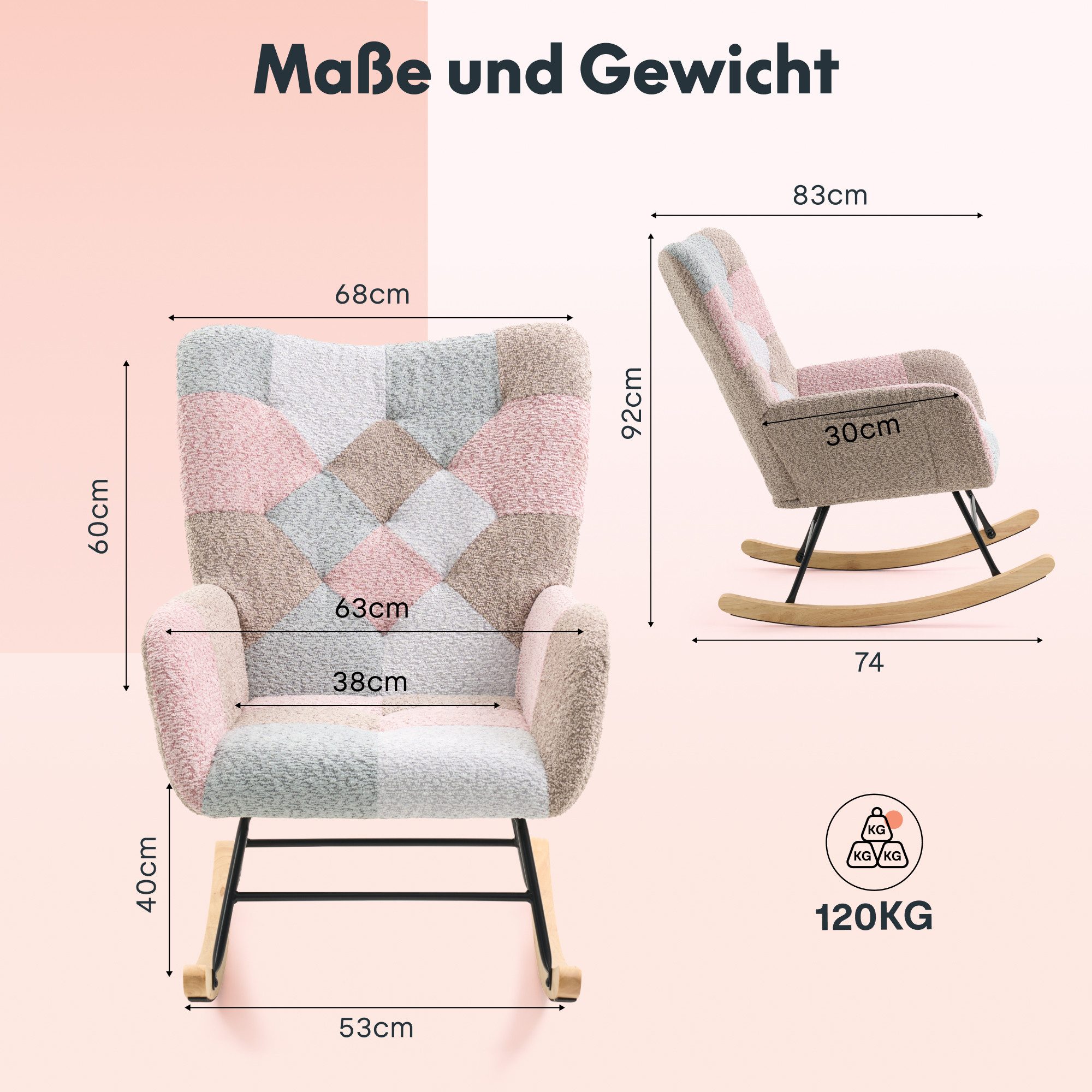 FLEXISPOT Schaukelstuhl mit Hoher Rückenlehne & Fußstütze, Relaxsessel, Schaukelsessel (Moderner Schwingsessel mit Holzkufen, mit Seitentasche), Gepolsterter Relaxsessel für Wohnzimmer & Schlafzimmer