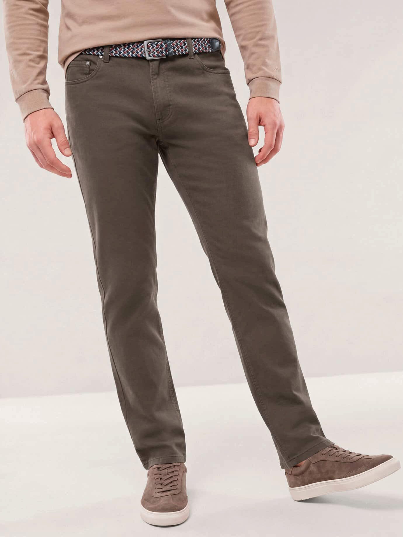 Walbusch 5-Pocket-Hose Herren Extraglatt-Stretchbund Five Pocket Hose bügelfrei Regular Fit Baumwollhose mit dehnbarem Comfort-Bund (bis 6 cm), inkl. Flechtgürtel