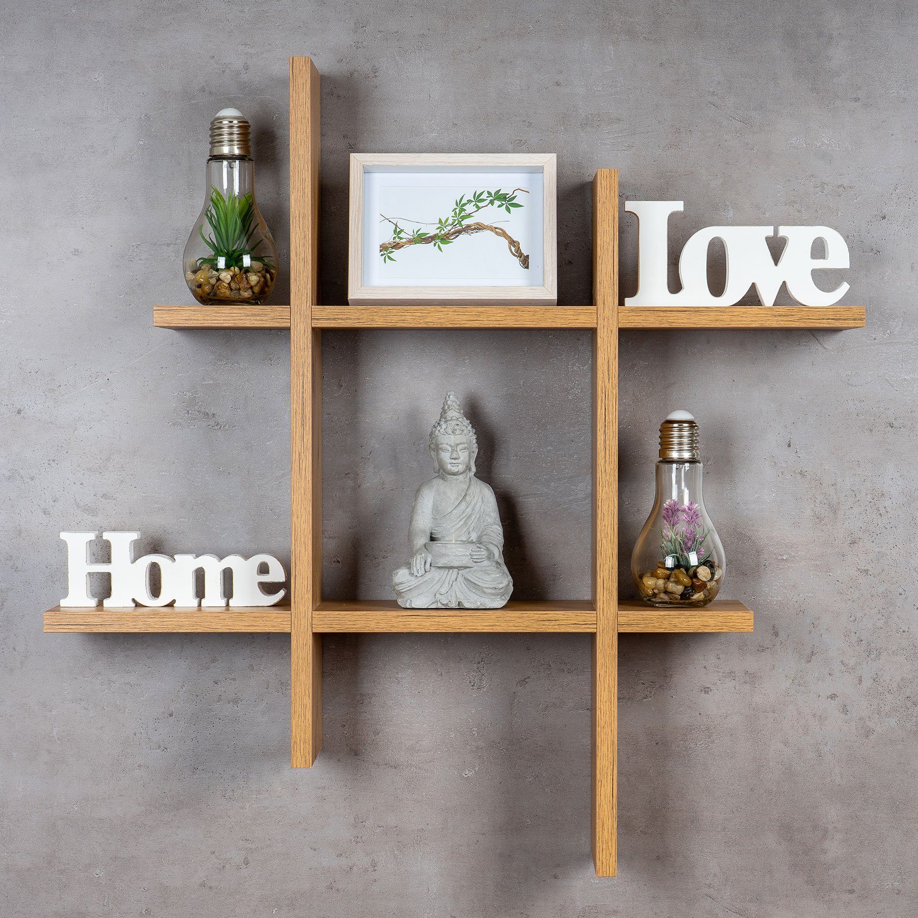 Levandeo® Wandregal, levandeo Hashtag Regal 75x75cm Wandregal Holz Wildeich günstig online kaufen