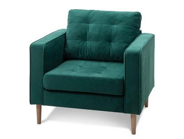 Moebel-Eins Sessel GLAMMI Sessel mit Samtbezug, Füße Buche massiv, GLAMMI Sessel mit Samtbezug, Füße Buche massiv