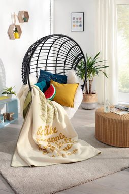 Kinderdecke Pineapple, Biederlack, mit Schriftzug und Motiv, Kuscheldecke