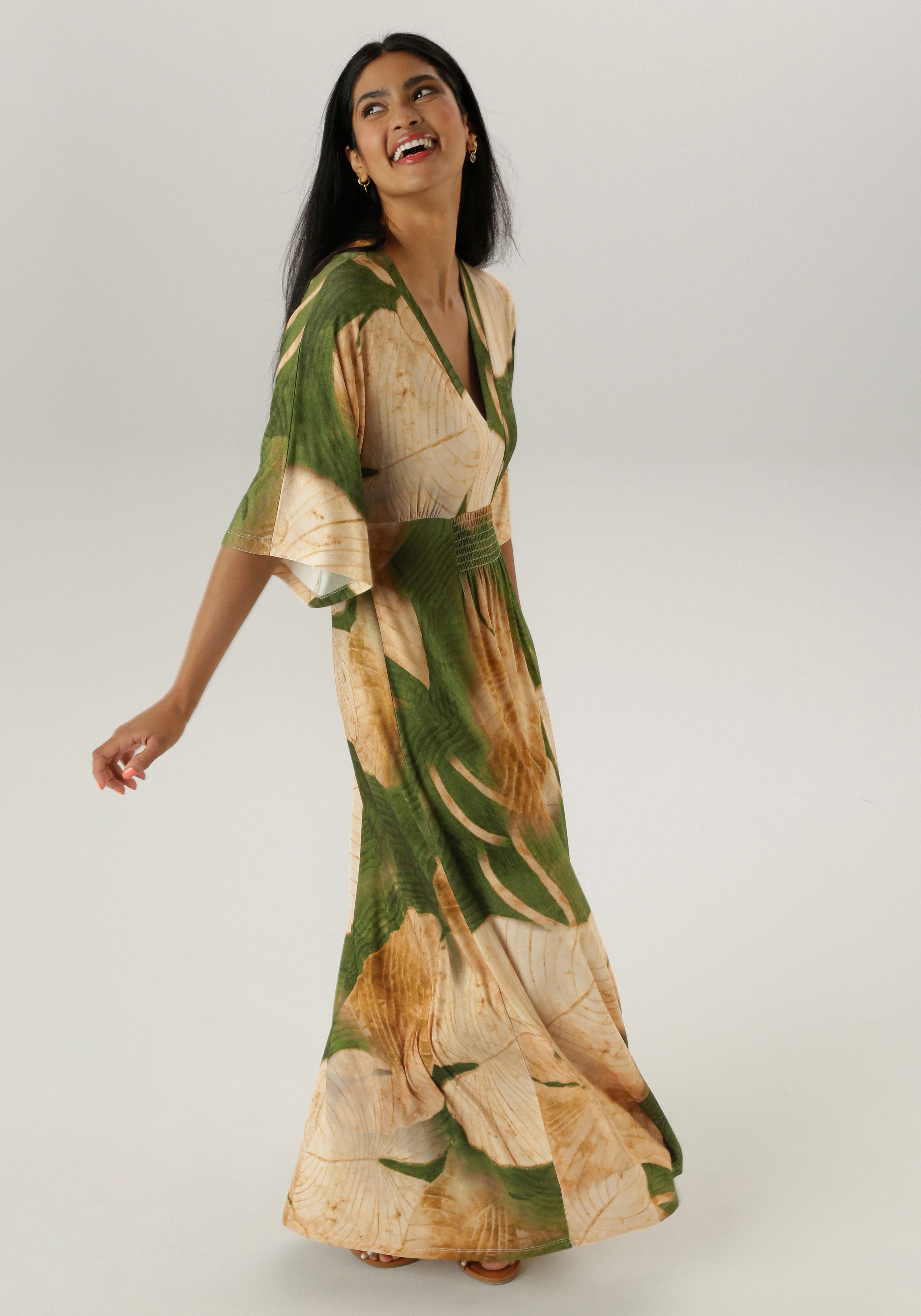 Aniston SELECTED Maxikleid mit weiten, 3/4-langen Ärmeln günstig online kaufen