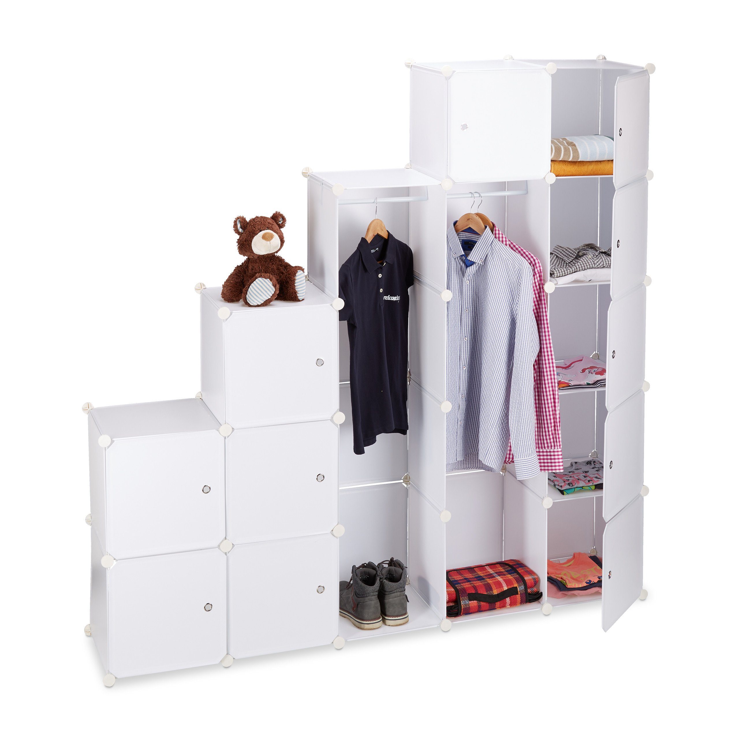 relaxdays Kleiderschrank Stecksystem 14 Fächer (137-St) weiß – Bild 3 von 5