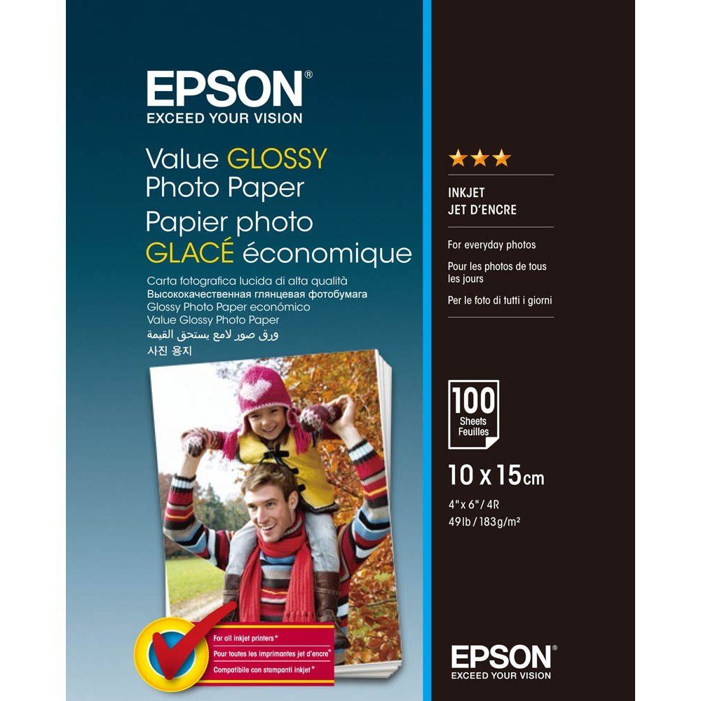 Epson Druckerpapier EPSON Fotopapier C13S400039 10,0 x 15,0 cm hochglänzend 183 g/qm 100
