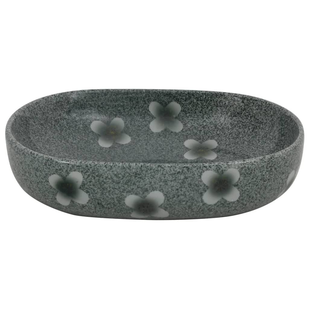 vidaXL Waschbecken Waschbecken Badezimmer Aufsatzwaschbecken Blau Oval 59x40x14 cm Kerami