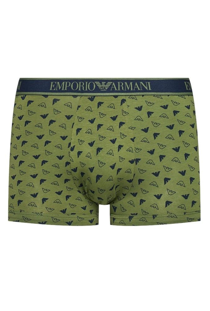 Emporio Armani Boxershorts Unterwäsche Trunk Cotton dunkelblau/grün gemustert Herren - 3 Stück