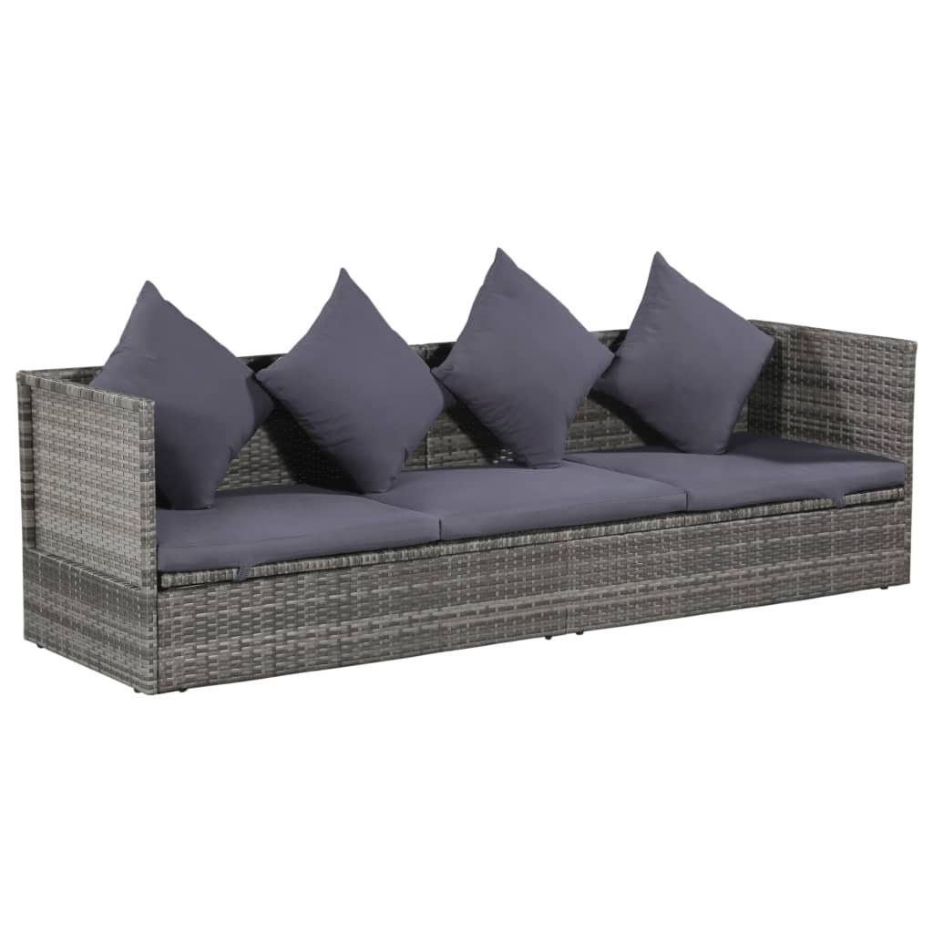 DOTMALL Gartenbank Garten-Sofabett mit Kissen Polyrattan Balkon Outdoor (Stück)