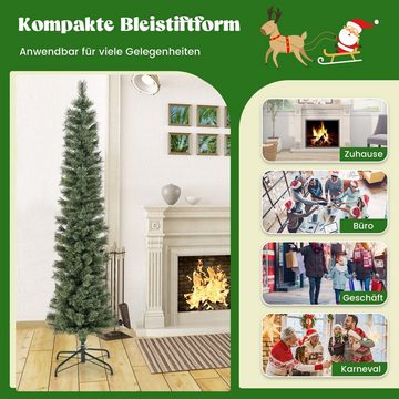 COSTWAY Künstlicher Weihnachtsbaum, 180cm Bleistift Tannenbaum mit 105 LEDs