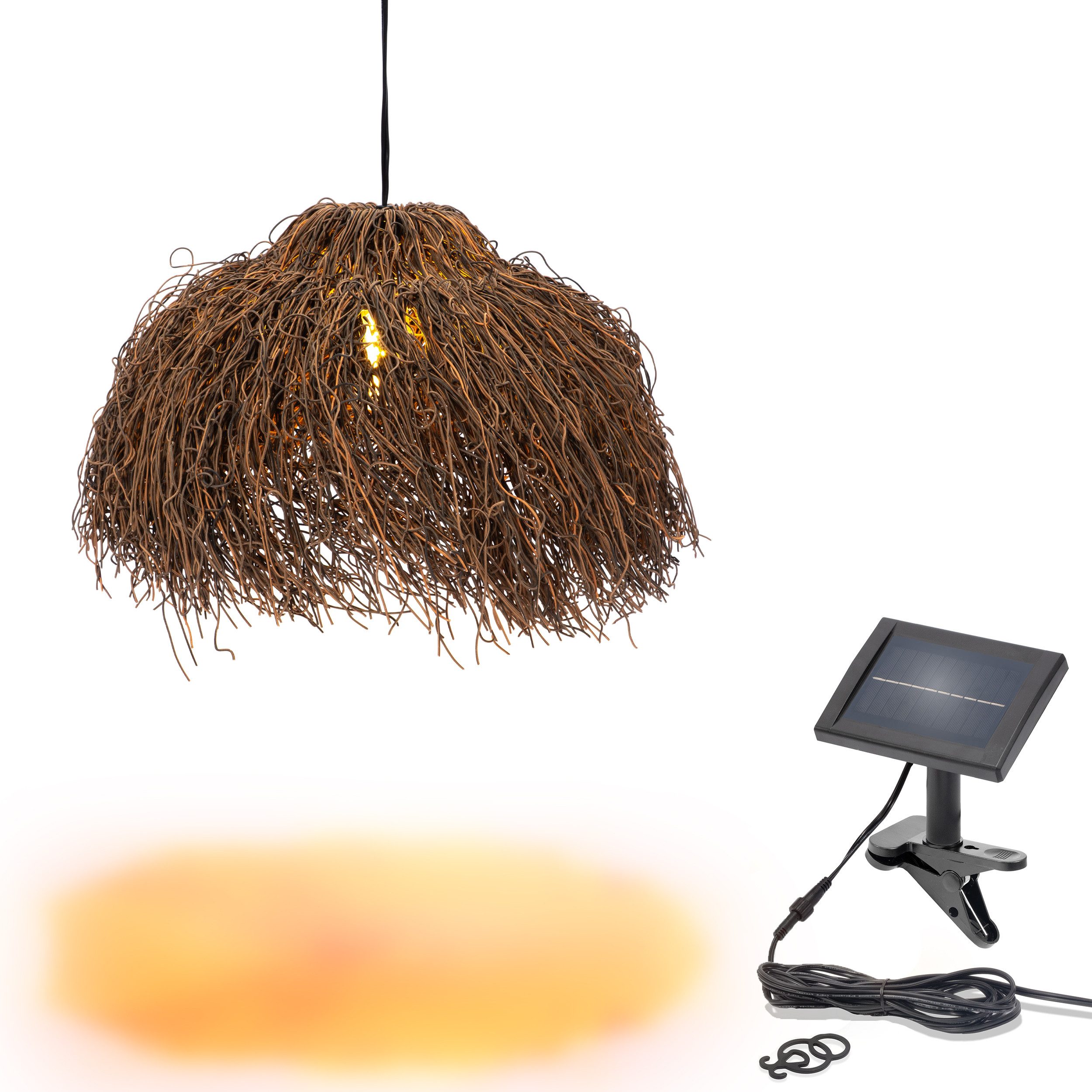 esotec LED-Hängeleuchte Solar Hängeleuchte Luxor 58x21cm warmweiß Akku Solarmodul IP44 102287, LED fest integriert, warmweiß, solarbetriebene Hängeleuchte