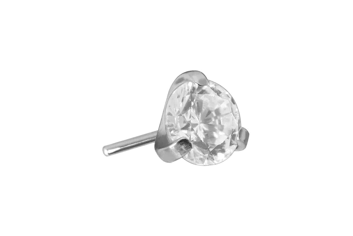 Piercing-Set Titan Aufsatz mit Push Pin EINGEFASSTER KRISTALL
