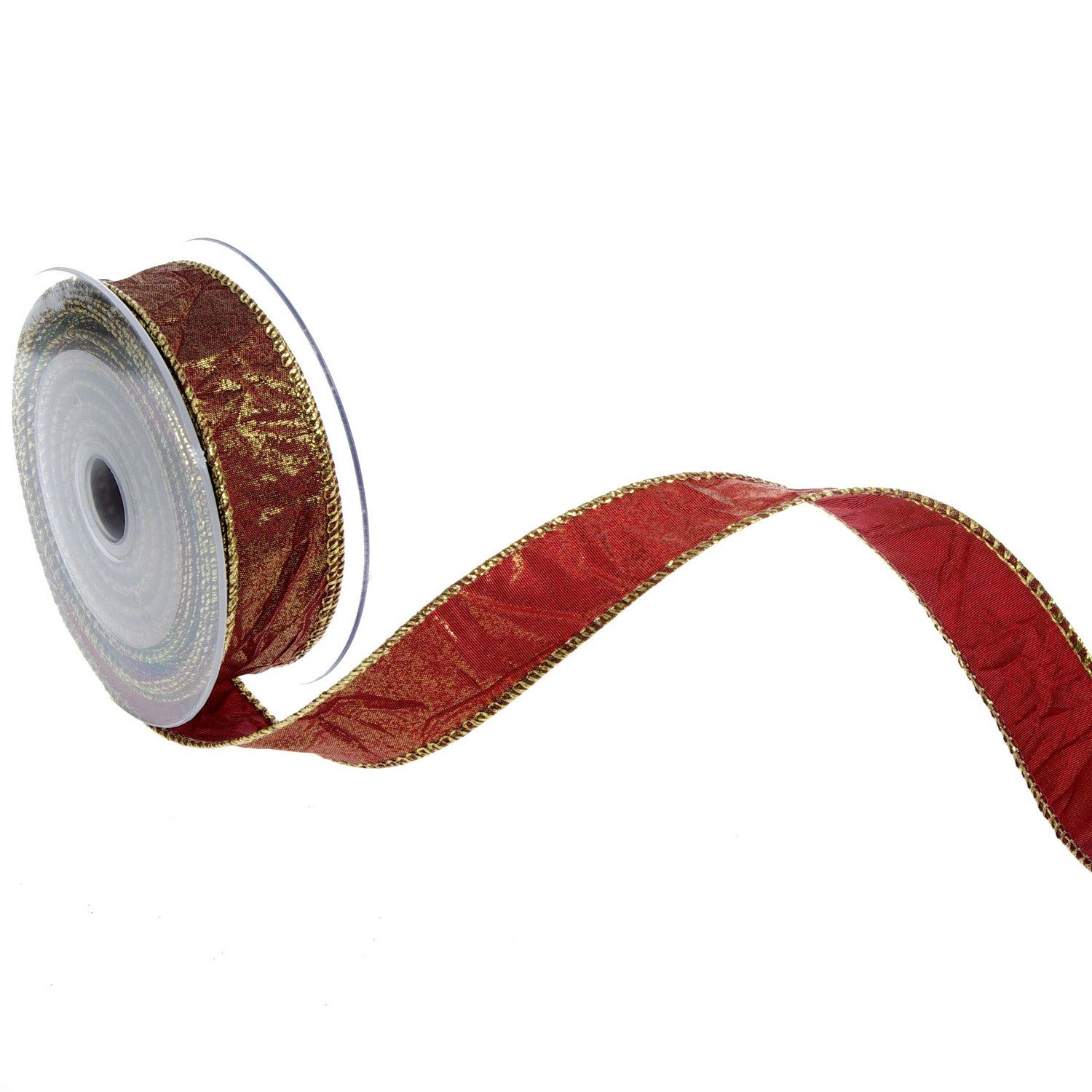 Deko AS Dekoband Schleifenband Weihnachten - Metallic-Crash - bordeaux/gold - 25mm - 1