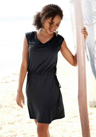 LASCANA Jerseykleid mit Zierband am Rücken, kurzes Sommerkleid, Strandkleid, Basic