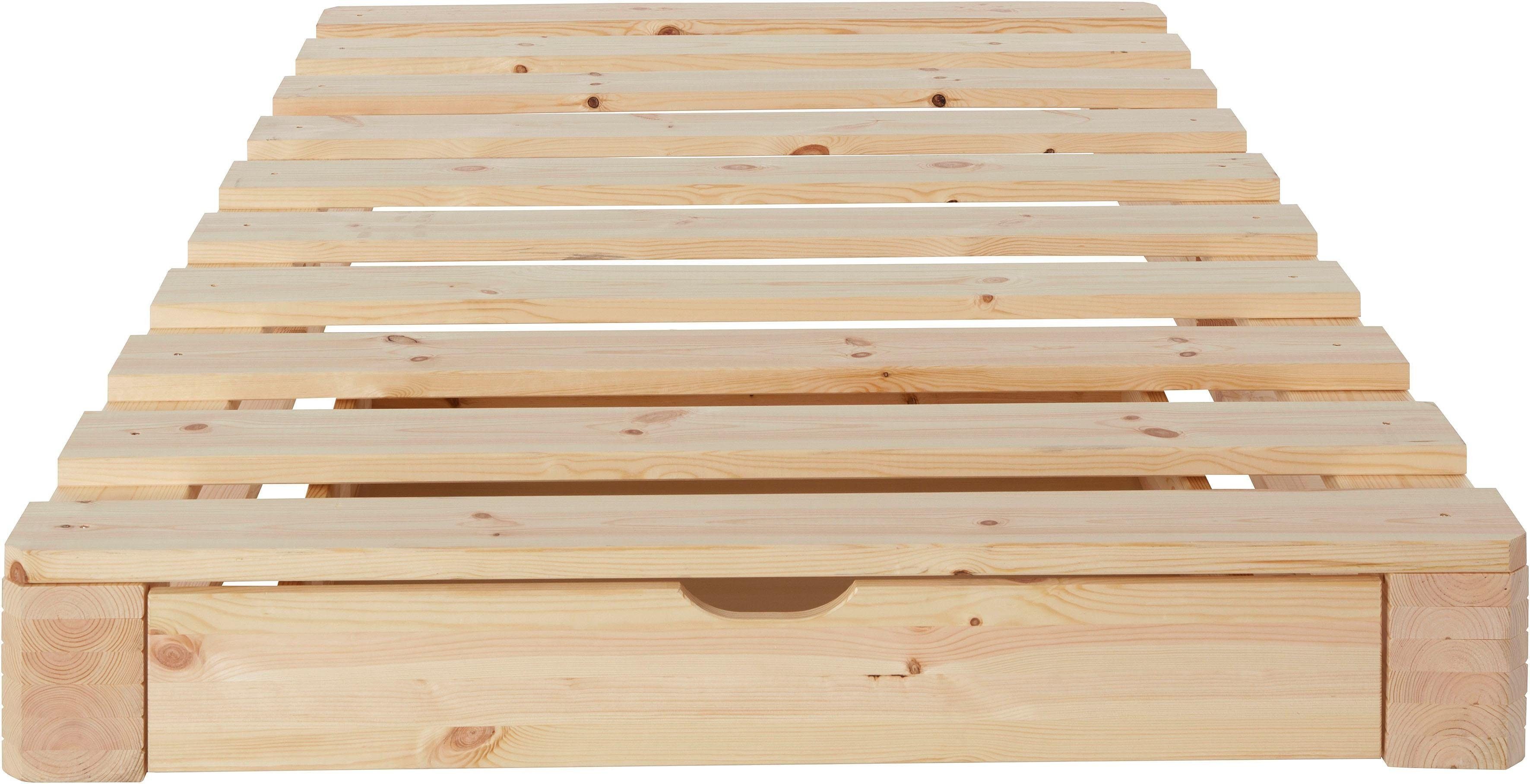 OTTO home Palettenbett "ALASCO " BESTSELLER! Mit Schublade, zertifiziertes Massivholz, erweiterbar zum Doppel- oder Familienbett. Reduzierter Preis € 229,99. Unverbindliche Preisempfehlung € 257,99