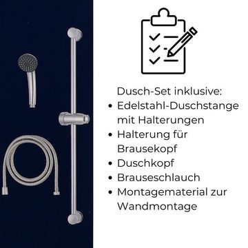 GarPet Duschstange Duschsystem Duscharmatur Set Handbrause Duschgarnitur Stange Edelstahl