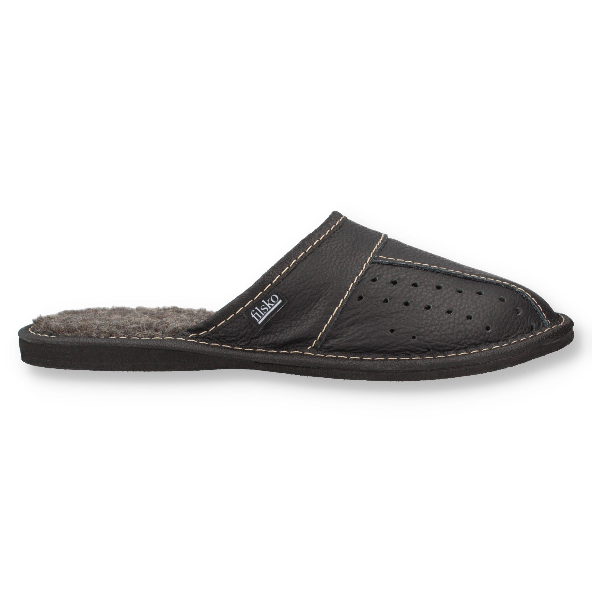 filsko Wolmar Herren Hausschuh (1 Paar, Obermaterial aus Leder) bis Schuhgröße 50, Pantoffeln, Slip-On