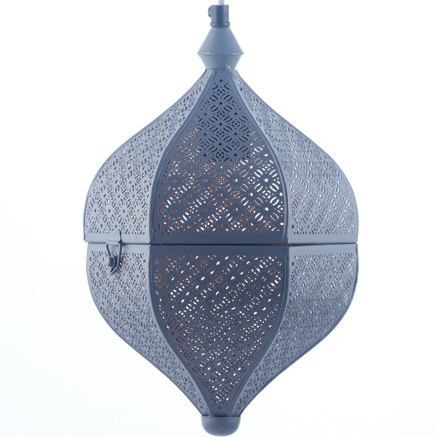 Marrakesch Orient & Mediterran Interior Pendelleuchte Orientalische Pendelleuchte Lampe Lamilami aus Metall in Grau 31 cm, Handarbeit