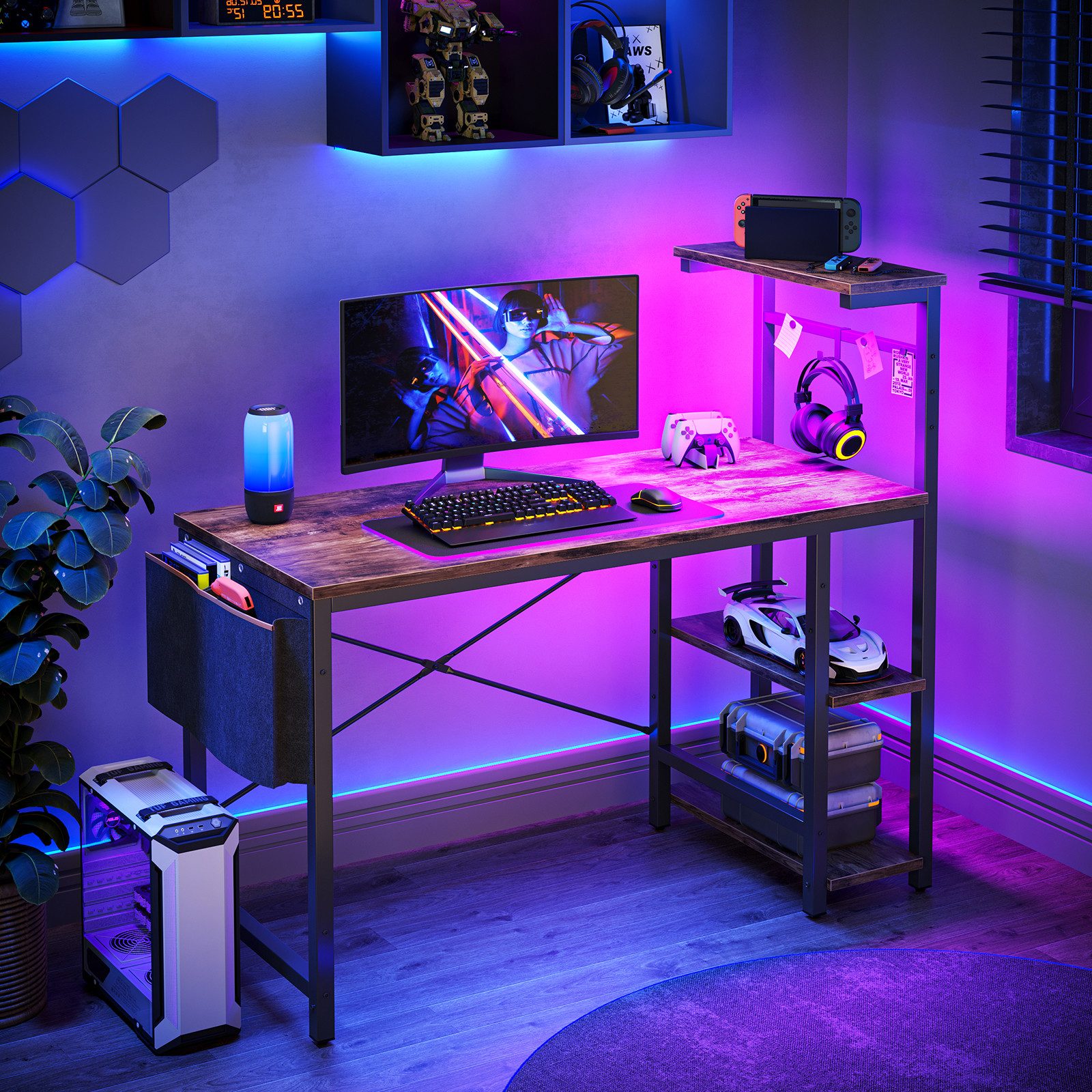 Bestier Computertisch Gamingtisch, Computertisch mit LED günstig online kaufen