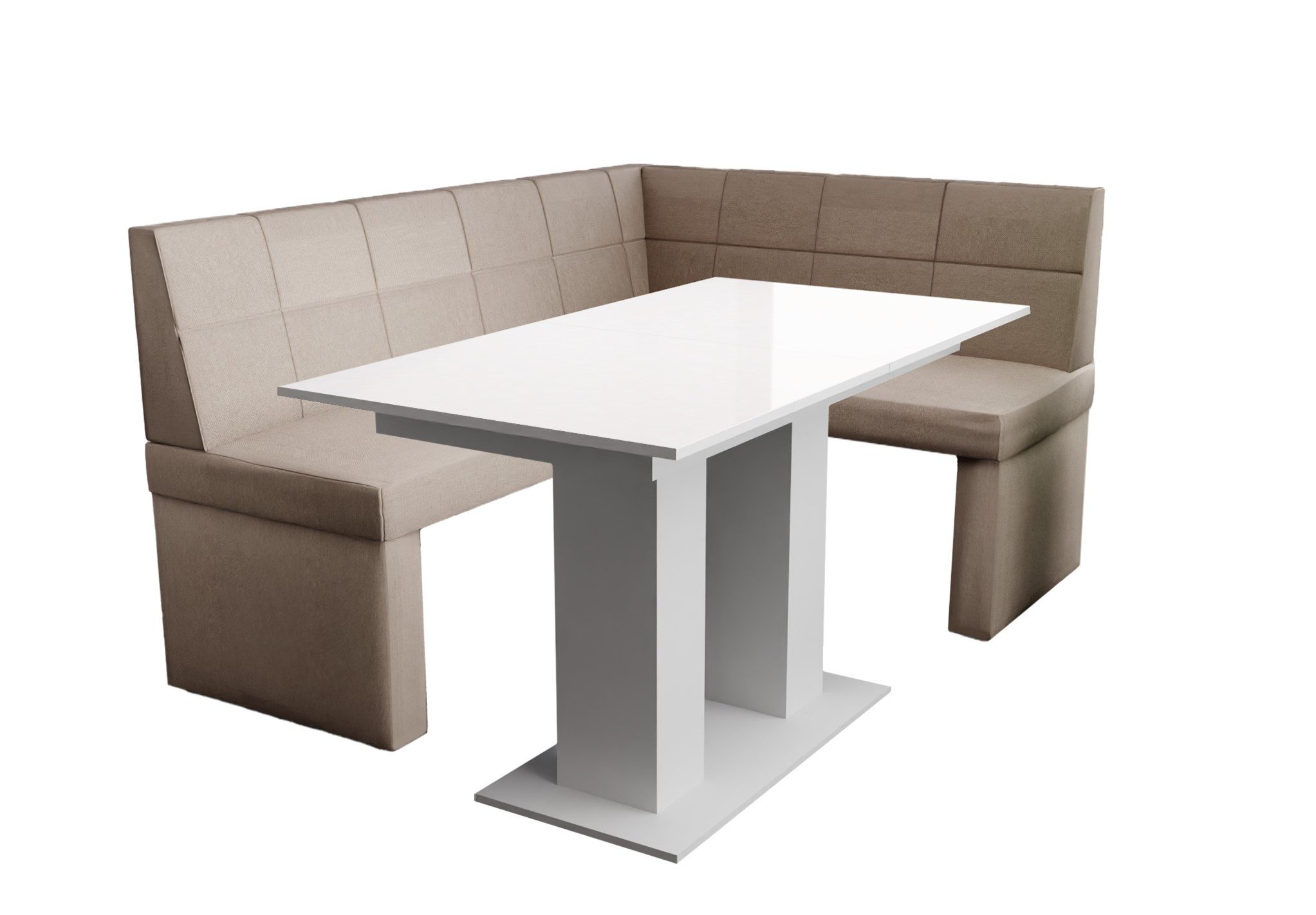 Fun Möbel Eckbankgruppe Eckbankgruppe „BLAKE“ Größe 168x128cm mit Tisch Weiß Hochglanz, ausziehbarer Tisch