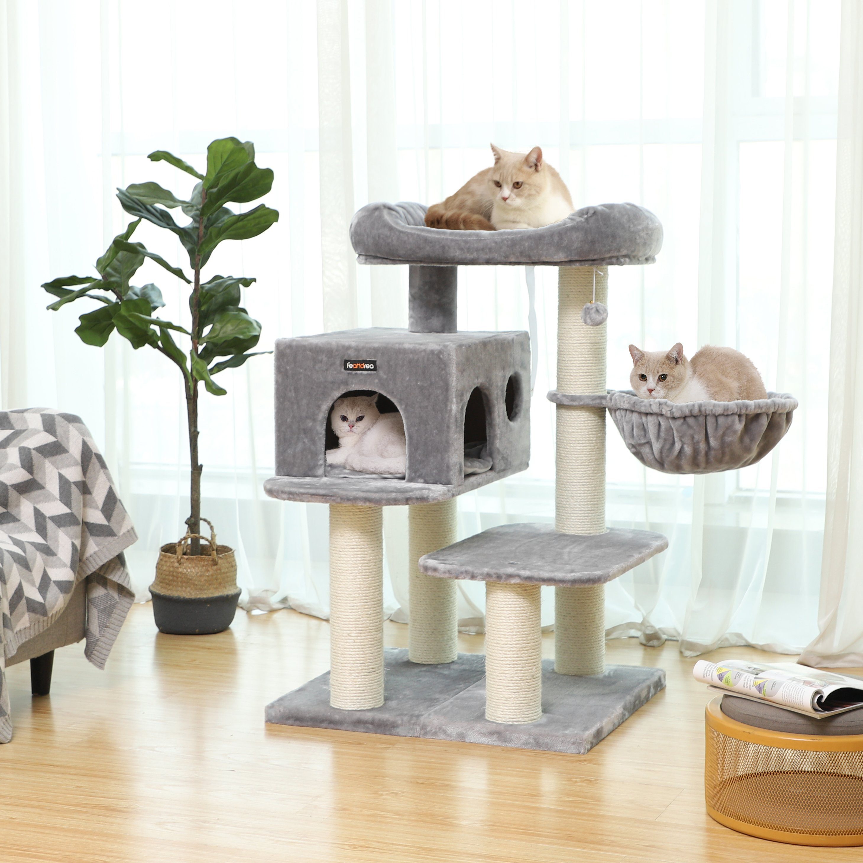 Feandrea Kratzbaum Pct01m Pct01w Katzenbaum 112 Cm Extra Grosse Aussichtsplattform Hellgrau Online Kaufen Otto