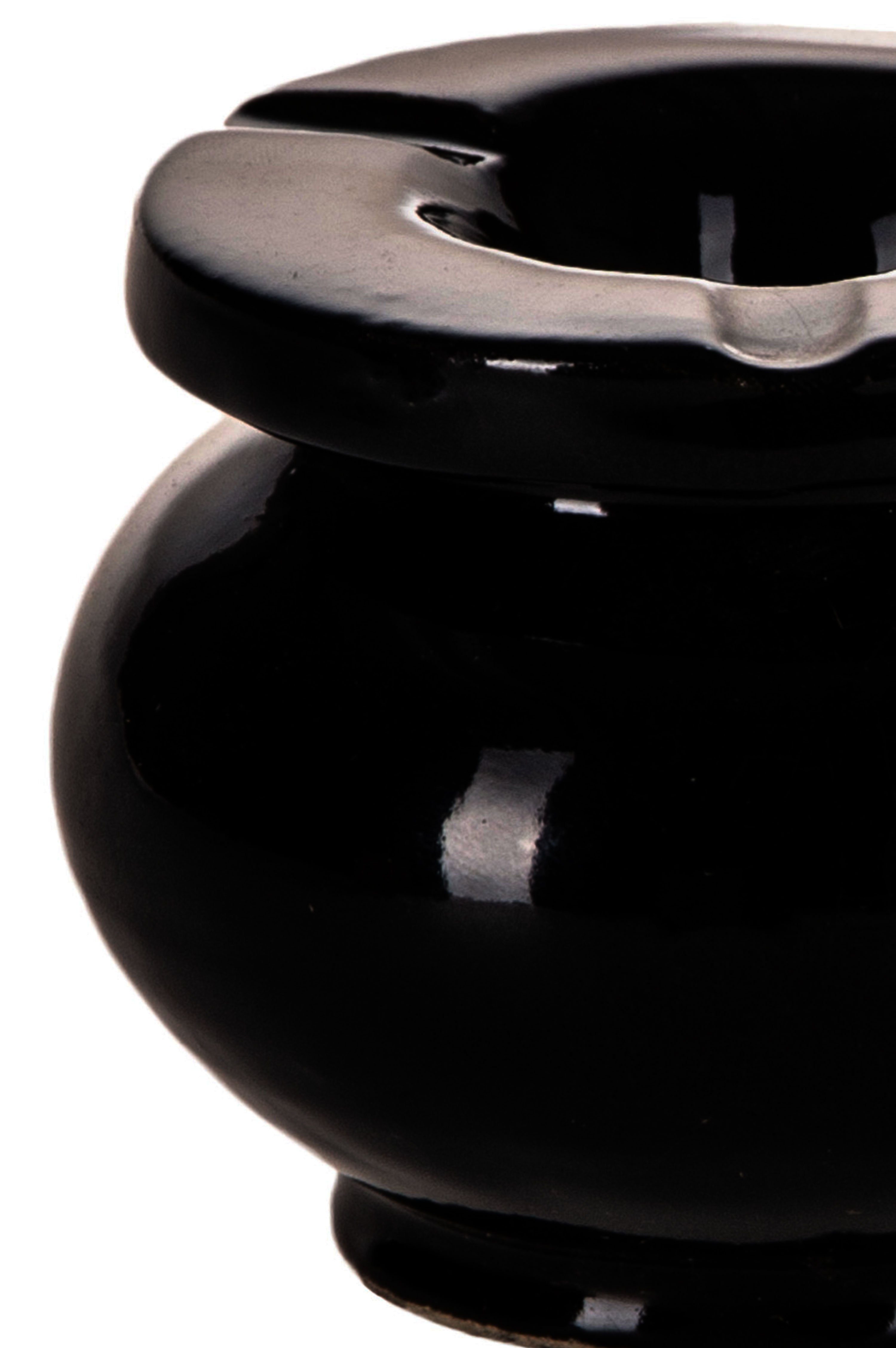 Marrakesch Orient & Mediterran Interior Aschenbecher Marokkanischer Aschenbecher Blida Deko aus Keramik in Schwarz 10 cm, handarbeit