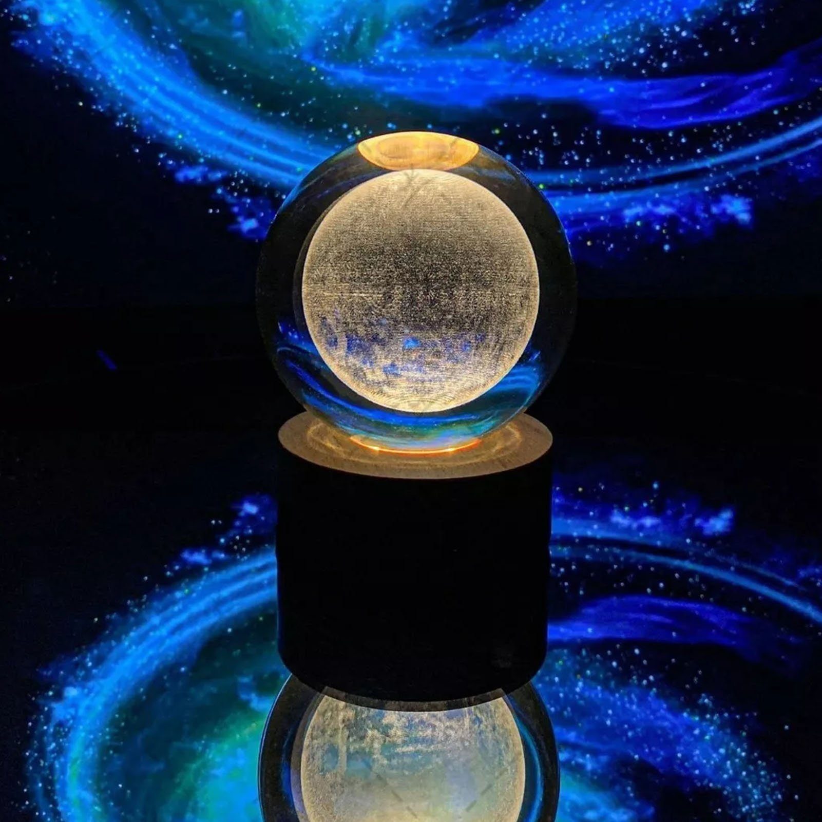 Gravurtechnologie Kristallkugel Nachtlicht Nachtlicht 3D Klares AUKUU Nachtlicht