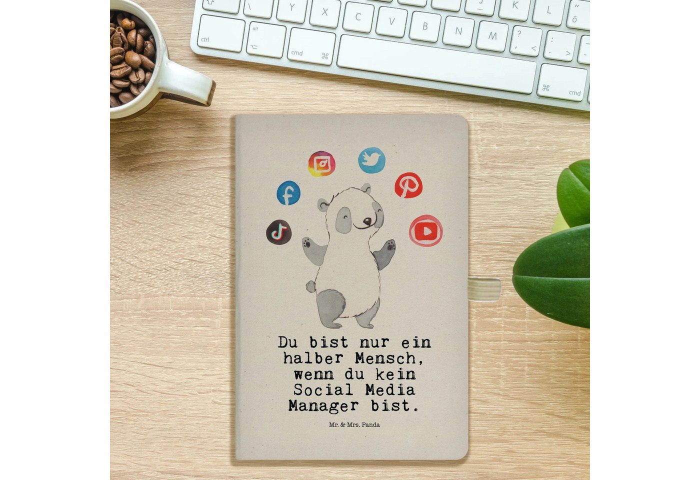 Thumbnail - Mr. & Mrs. Panda Notizbuch Social Media Manager Herz - Transparent - Geschenk, Abschied, A5 Noti Mr. & Mrs. Panda, Flexi...