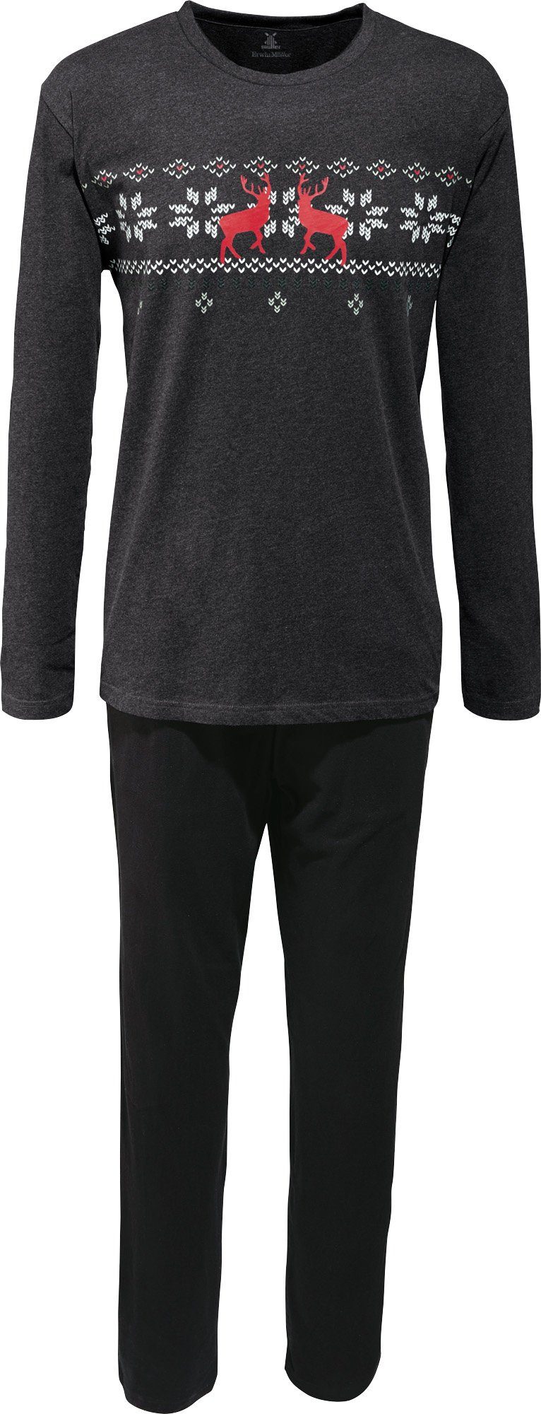 Erwin Müller Pyjama Herren-Schlafanzug Single-Jersey gemustert